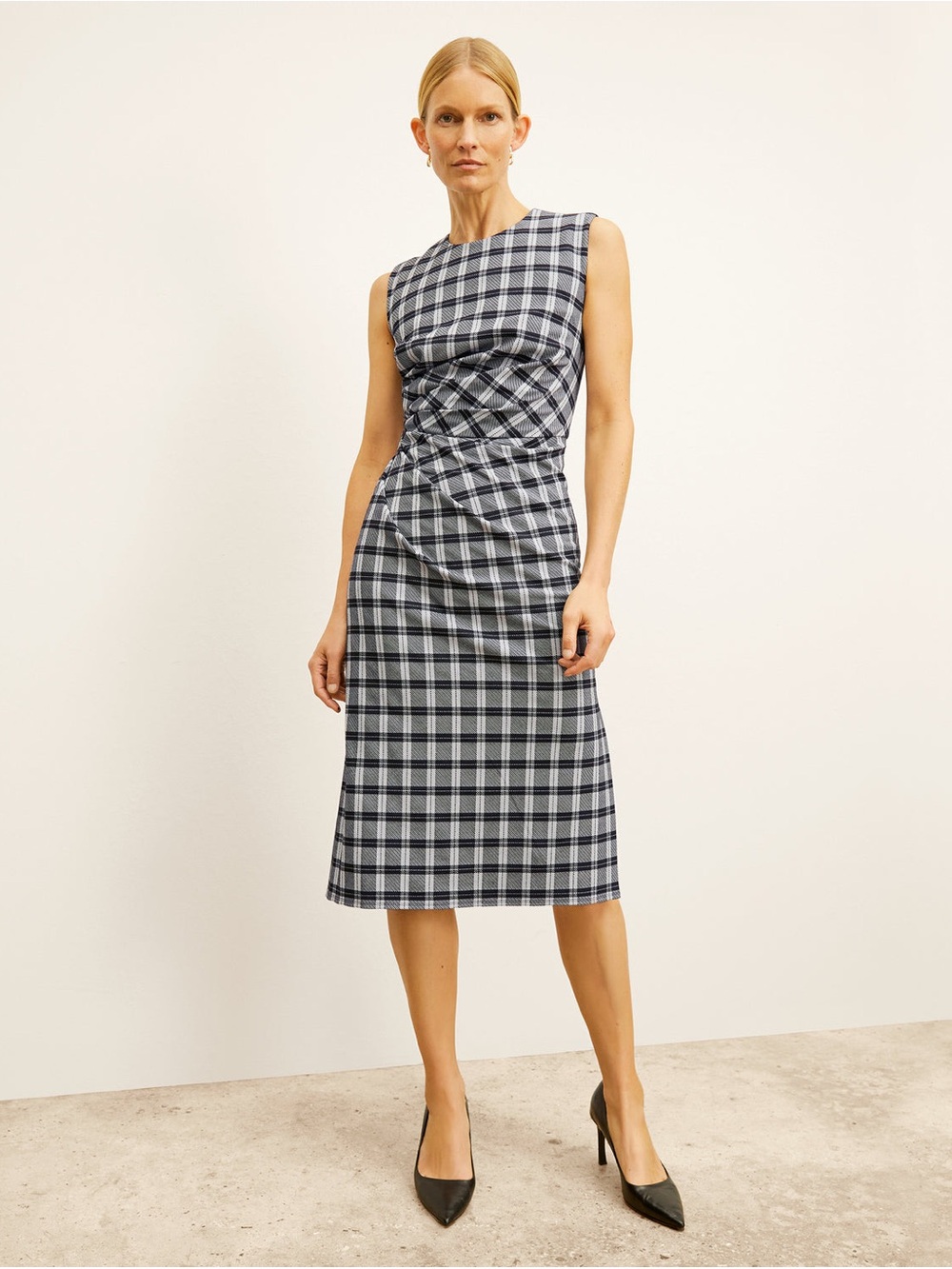 M.M.LaFleur Jeannine Dress 18 Checkmate Plaid Knit Suiting Midi NWT